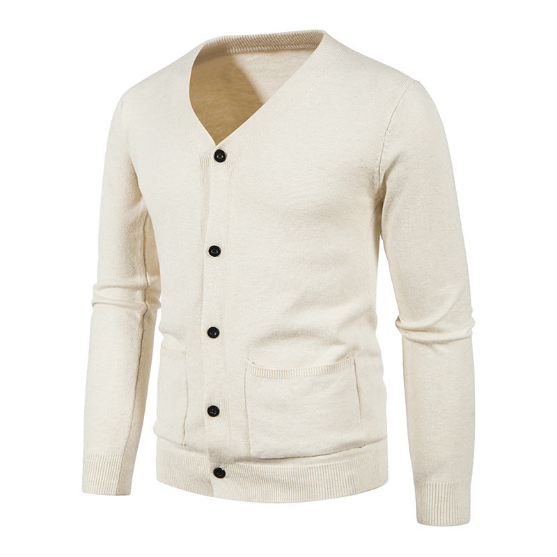 Chaqueta tipo suéter de color liso para hombre, informal, de moda europea y americana