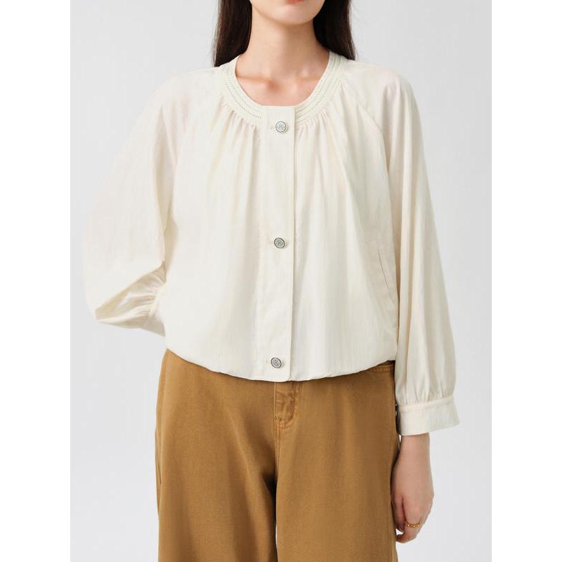 Elegante Plissierte Pendlerjacke im französischen Stil für Damen