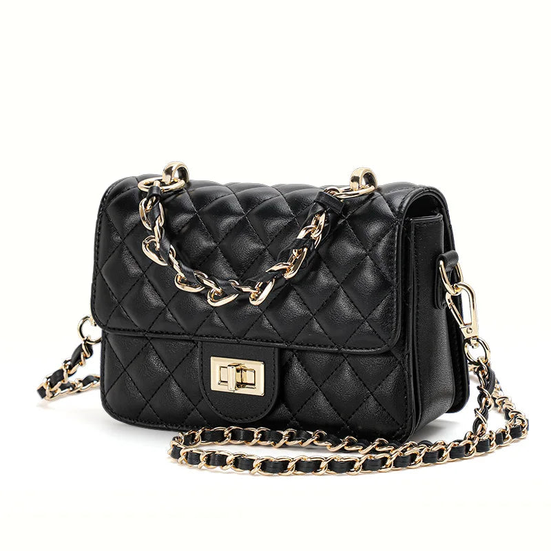 Elegante bolso bandolera de un solo hombro con diseño de cuadrícula de diamantes
