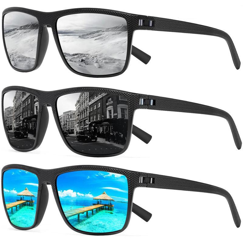 3 gafas de sol polarizadas cuadradas