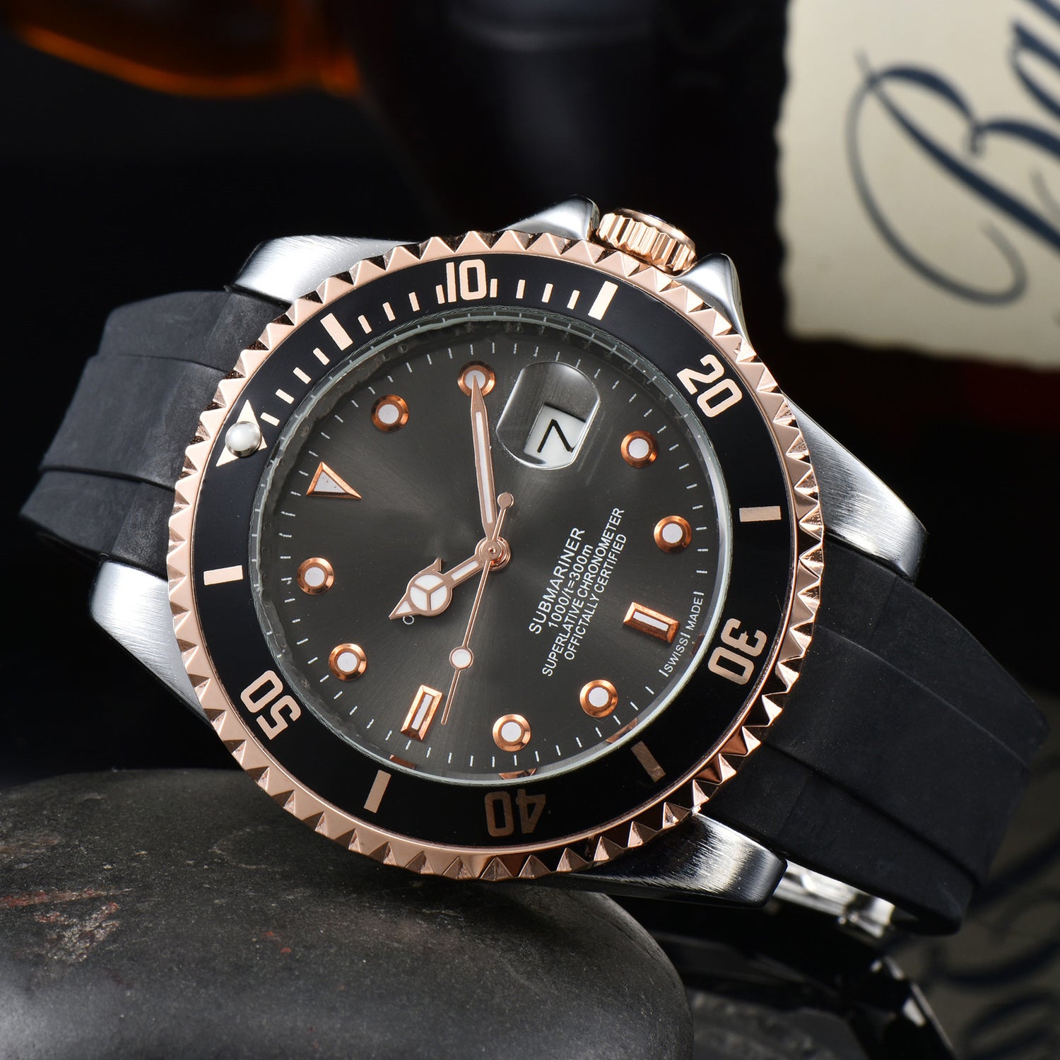 Men's Silicone Band Quartz Calendar Watch - Dazpy