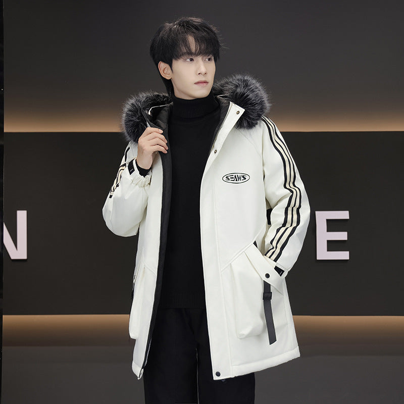Chaqueta de algodón con capucha y forro polar grueso para hombre de invierno
