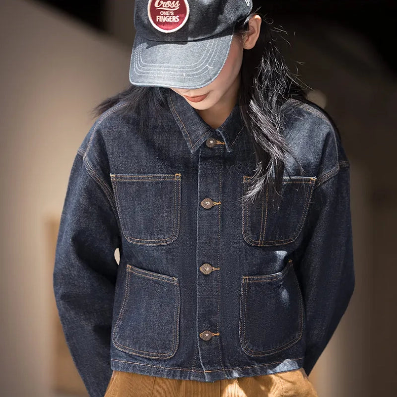 Chaqueta vaquera vintage azul oscuro