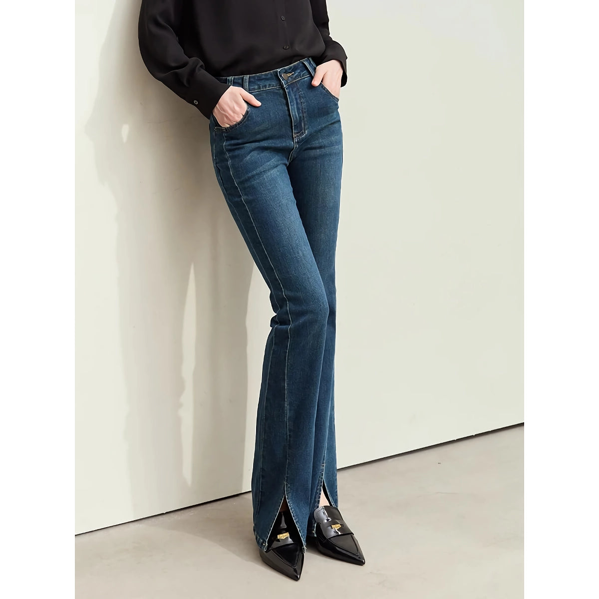 Vaqueros minimalistas retro de corte ajustado para mujer: colección de otoño