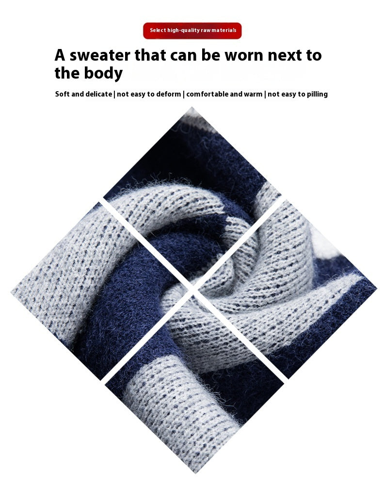 Suéter de cuadros con cuello redondo, suave, cálido y grueso