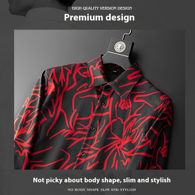 Camisa suelta con estampado digital de nueva moda de otoño para hombre