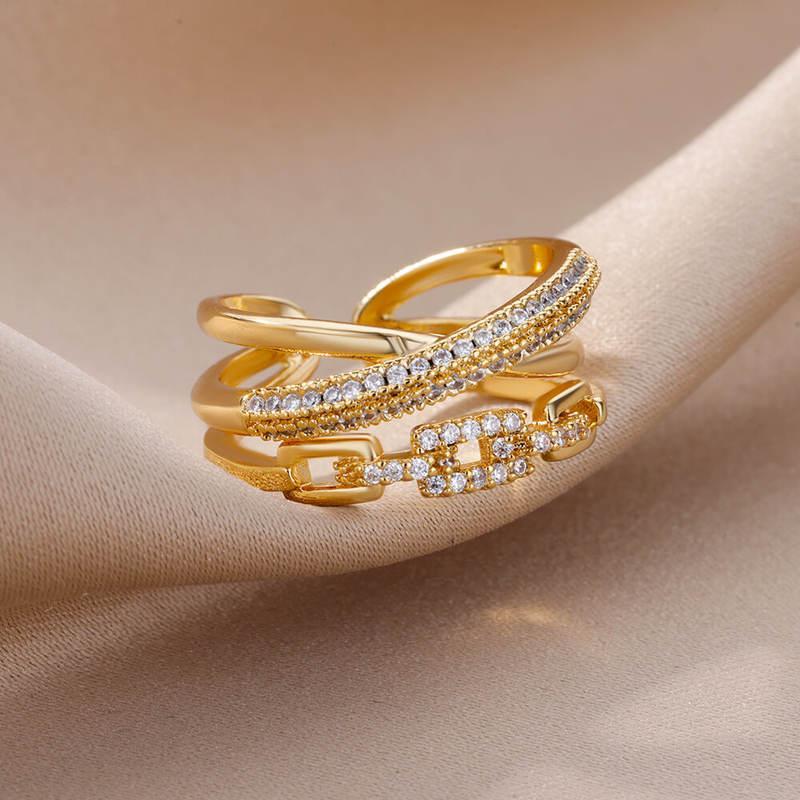 Edelstahlring mit Zirkonia für Damen