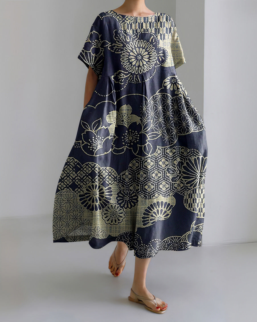 Vestido de mujer de manga corta con escote en V