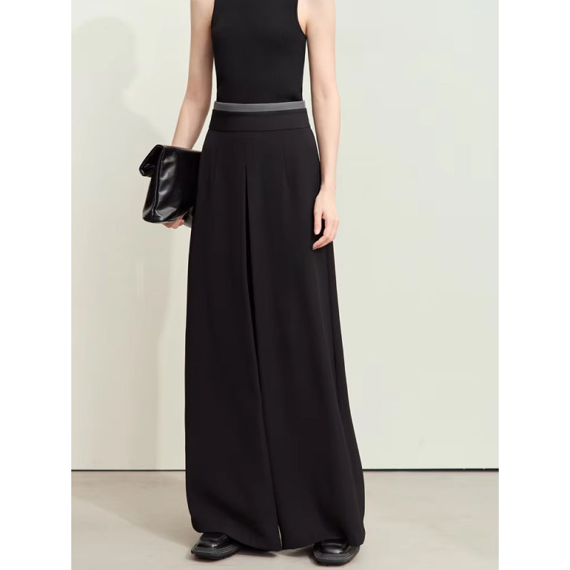 Pantalones casuales plisados de pierna ancha