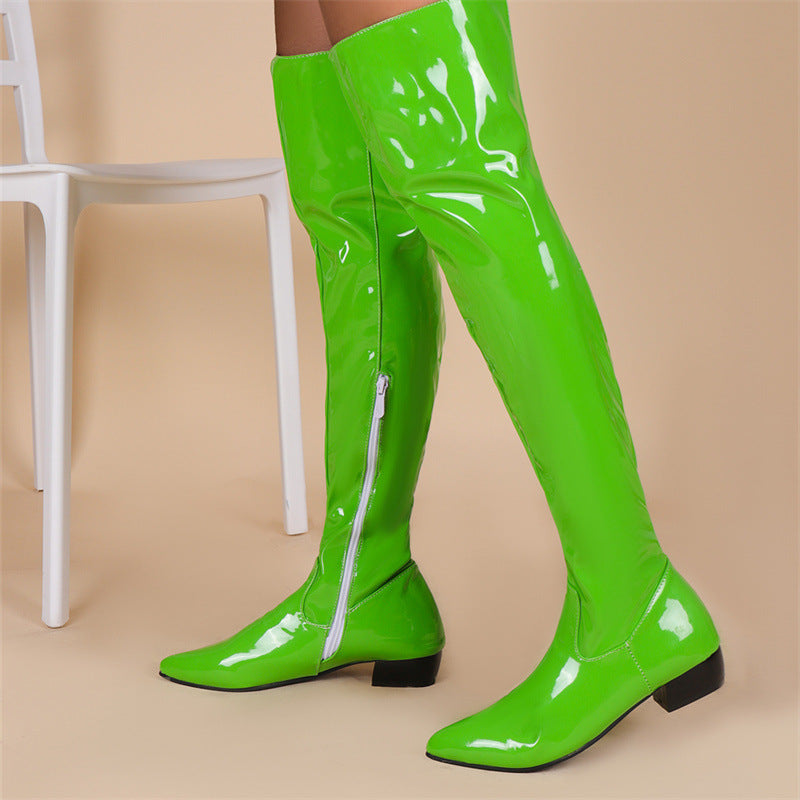 Botas por encima de la rodilla para mujer, informales, de tacón bajo, en color caramelo, con cremallera, talla 40-48