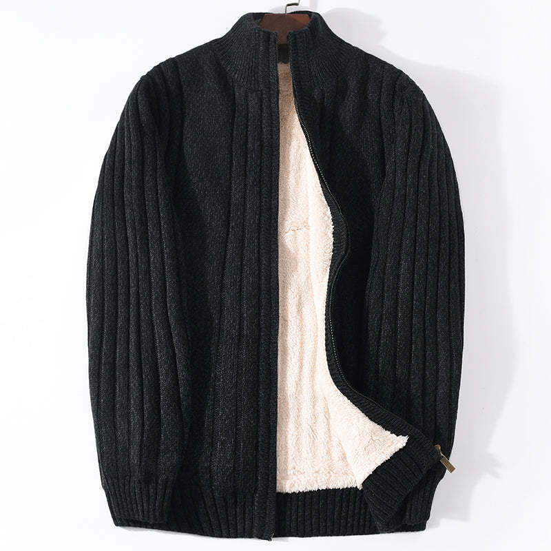 Chaqueta tipo suéter para hombre, gruesa y con forro polar, con cuello alto