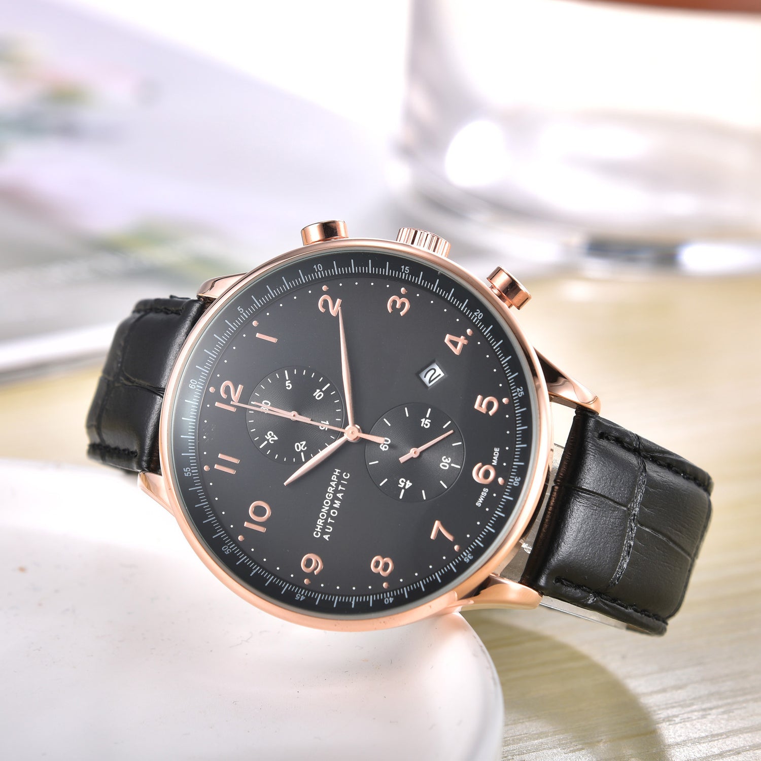 Men's Five-Hand Leather Quartz Business Watch - Dazpy