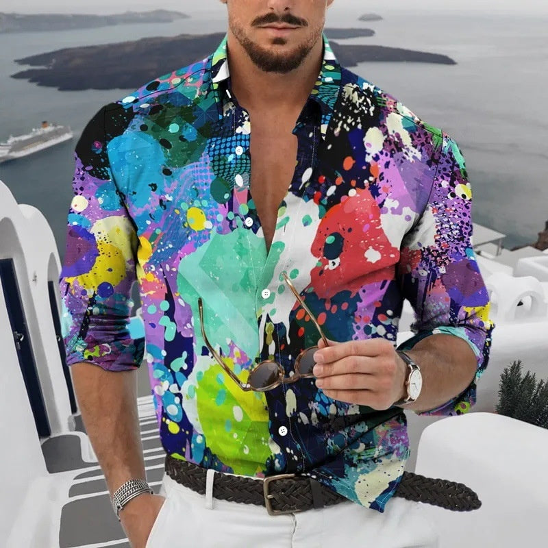 Herrenhemd Junges und Mittleres Alter Business Base Revers Langarmhemd