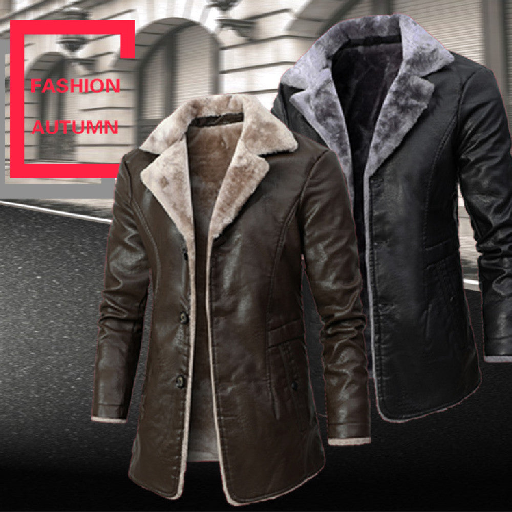 Traje de solapa grande de felpa Chaqueta de felpa de piel para hombre