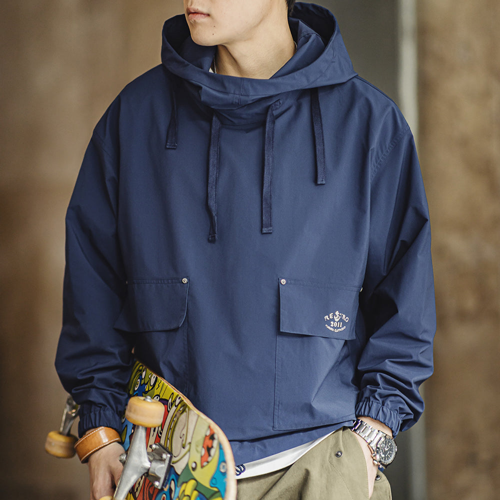 Sudadera con capucha vintage cortavientos para hombre