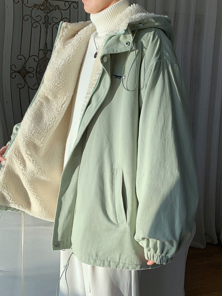 Baumwollgefütterte Herrenjacke mit Fleecefutter, dicke Freizeitjacke