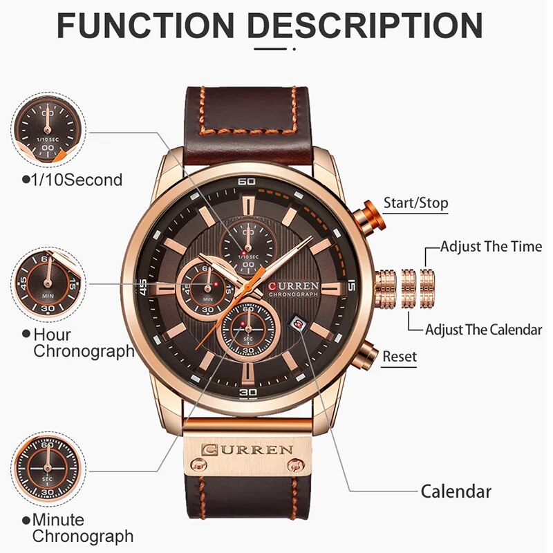 Sport-Chronograph für Herren aus Leder