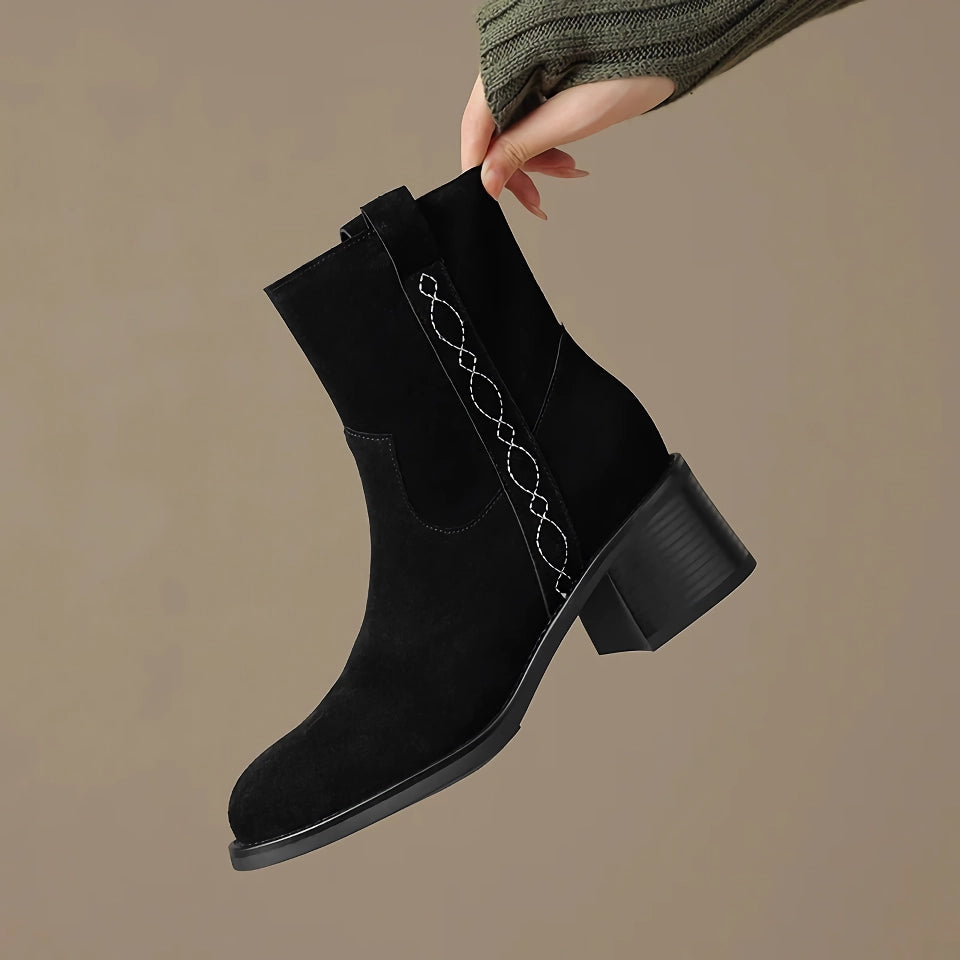 Botines elegantes de ante otoñal para mujer