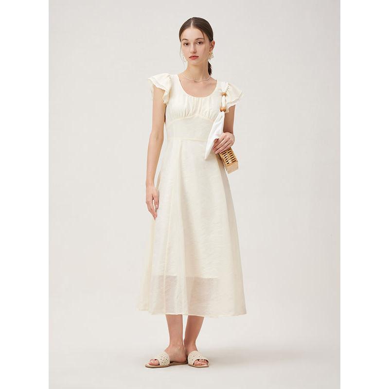 Rotes kariertes, hoch tailliertes, langes Sommerkleid