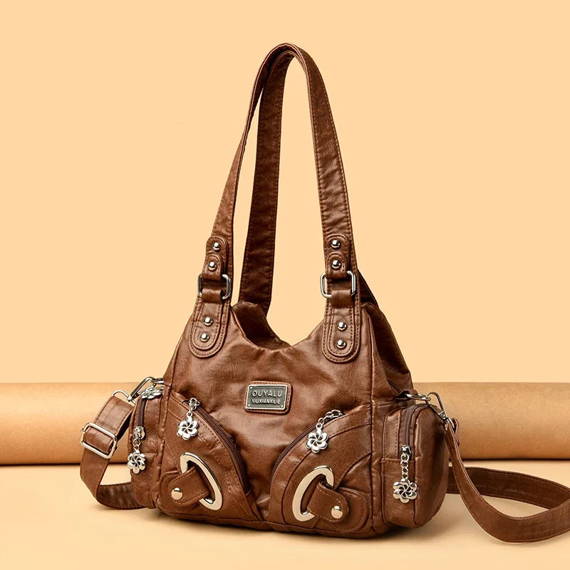 Luxuriöse Umhängetasche aus weichem Leder für Damen