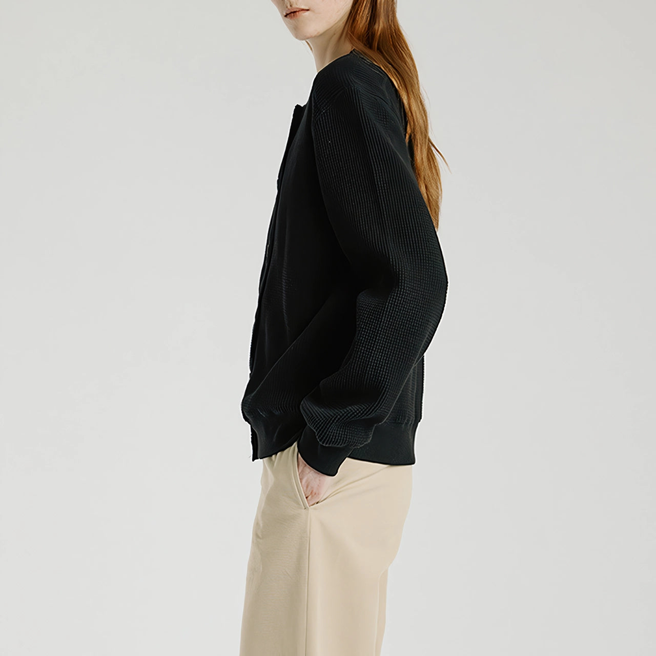 Kuschelige, wattierte Fleecejacke mit Waffelstrick – Langarm-Cardigan für Damen im Herbst/Winter