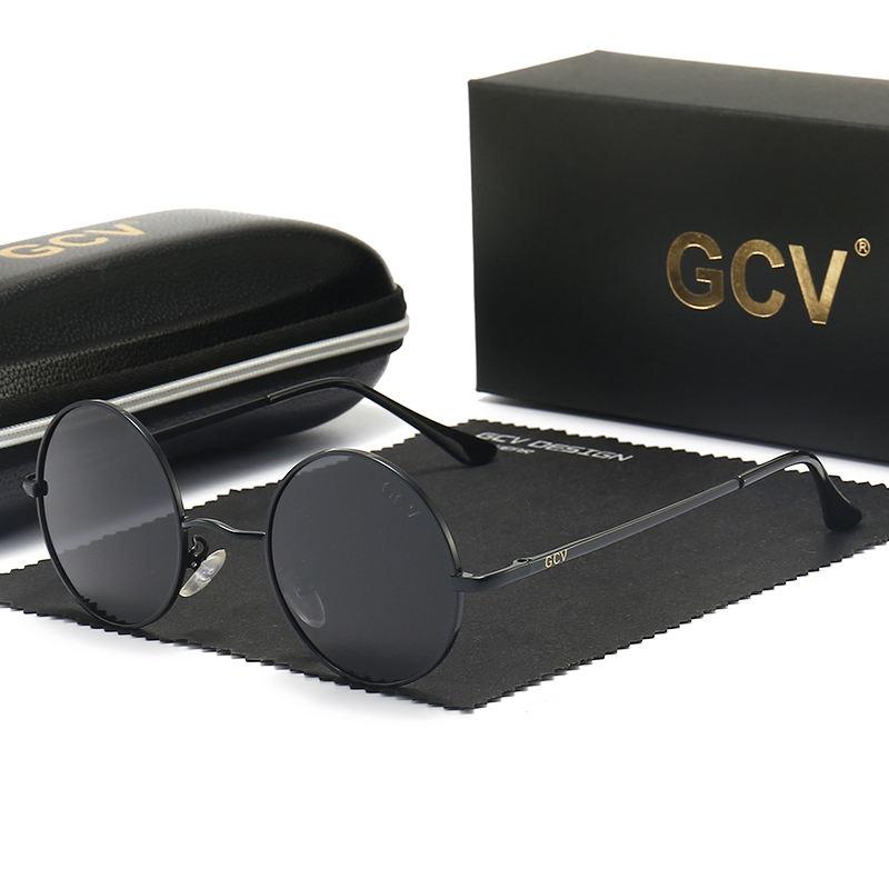 Gafas de sol polarizadas redondas Steampunk de aleación de cobre con protección UV400
