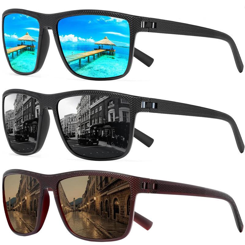 3 gafas de sol polarizadas cuadradas