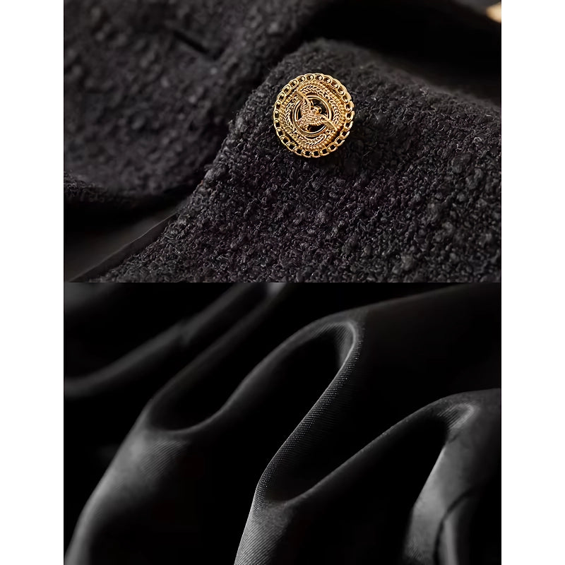 Chaqueta de tweed negra corta y elegante