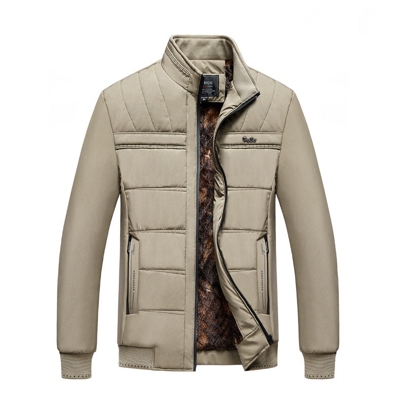 Herren Stehkragen Baumwolle gefütterte Mantel Thermokleidung Kälteschutzkleidung