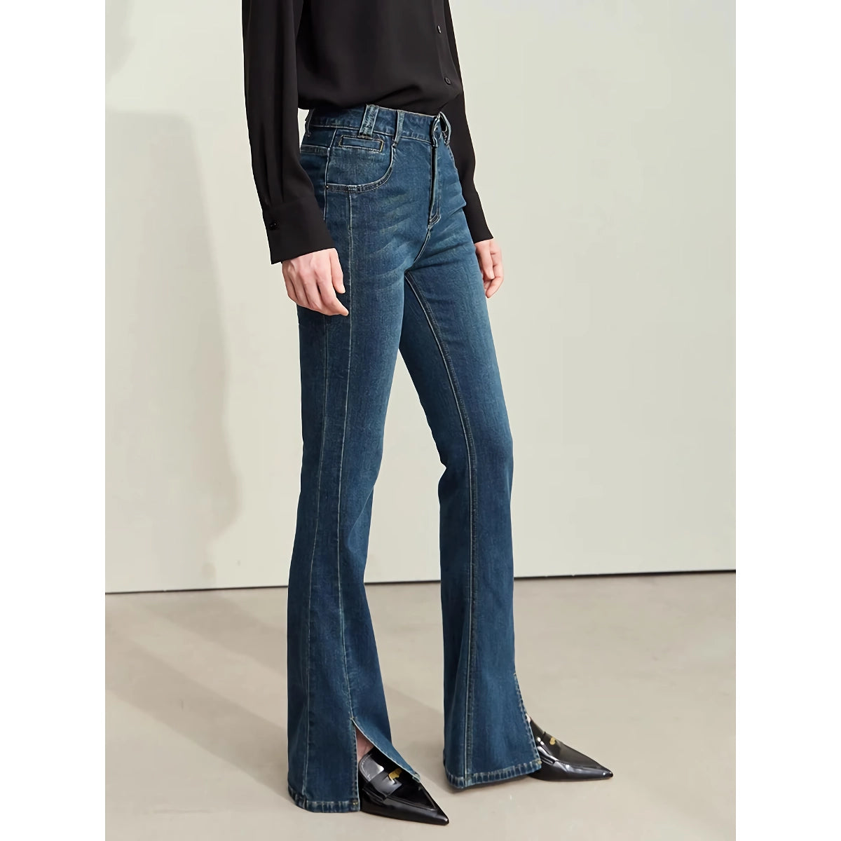 Vaqueros minimalistas retro de corte ajustado para mujer: colección de otoño