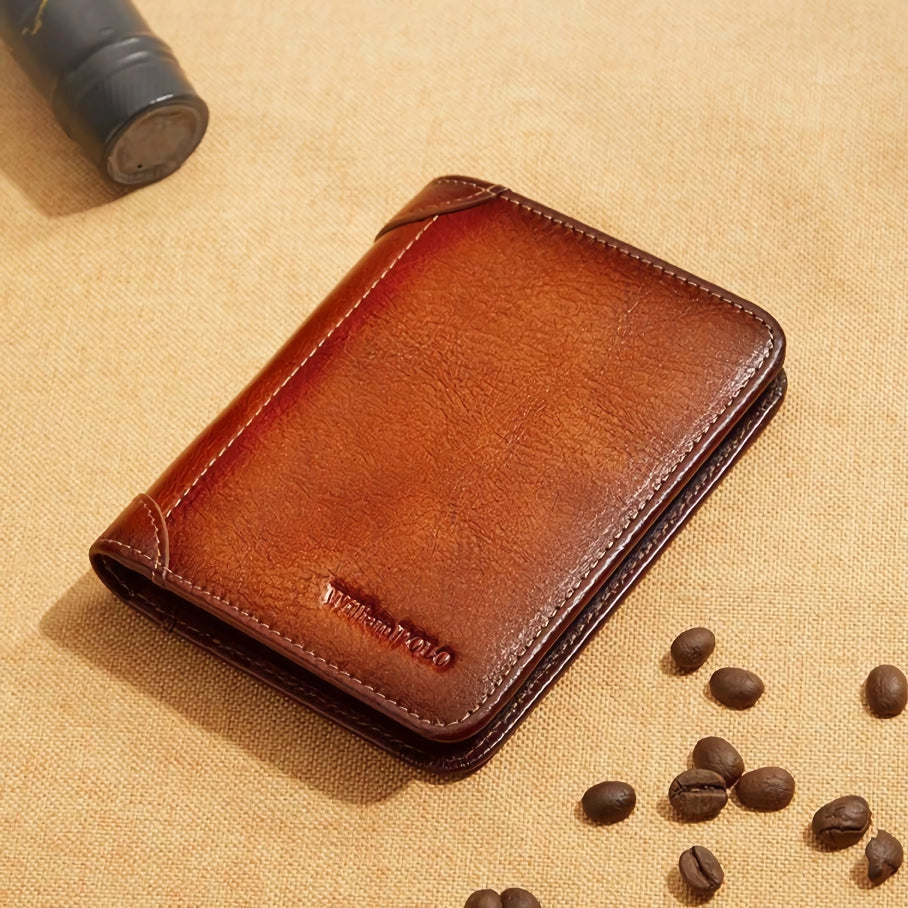Luxuriöse Herren-Geldbörse aus echtem Leder – Hochwertiger kleiner Kartenhalter und Retro-Geldbörse