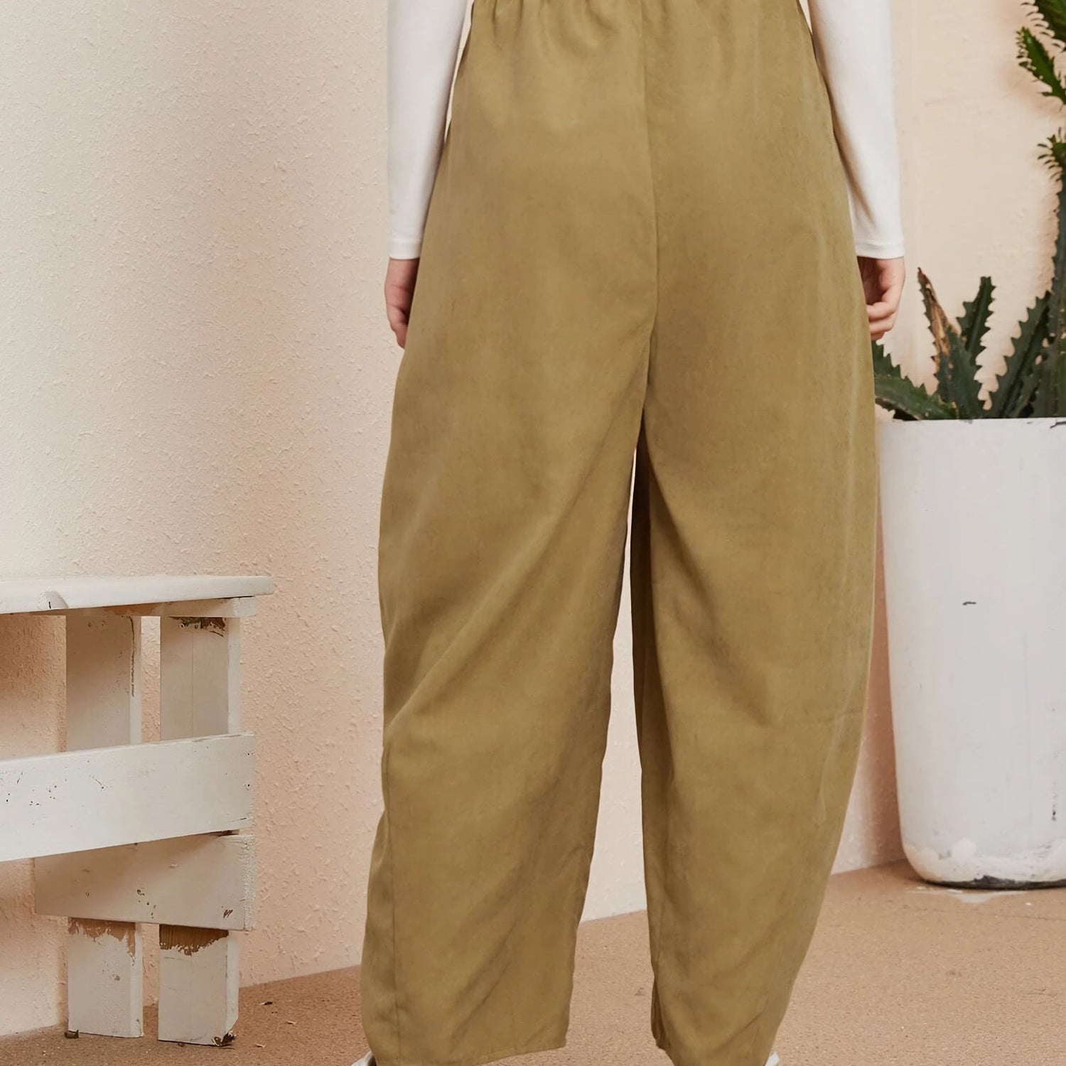 Freizeithose aus Baumwolle mit hoher Taille und Taschen - Locker sitzende Herbsthose