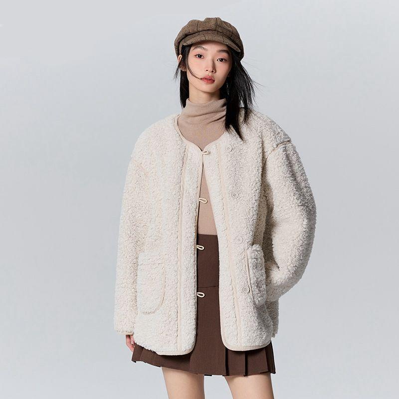 Mittellange Plüschjacke für Damen