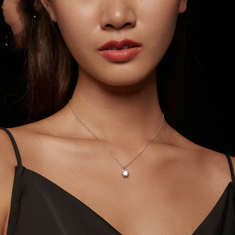 S925 Sparkling Hexagonal Moissanite  Necklace White Gold Plated Luxury - Dazpy