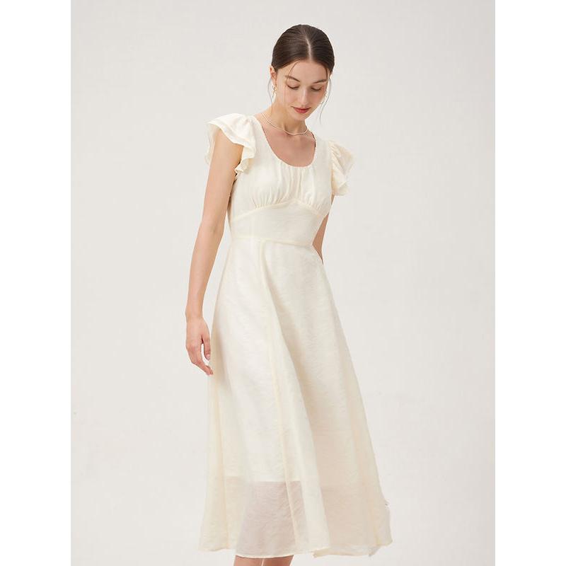 Rotes kariertes, hoch tailliertes, langes Sommerkleid