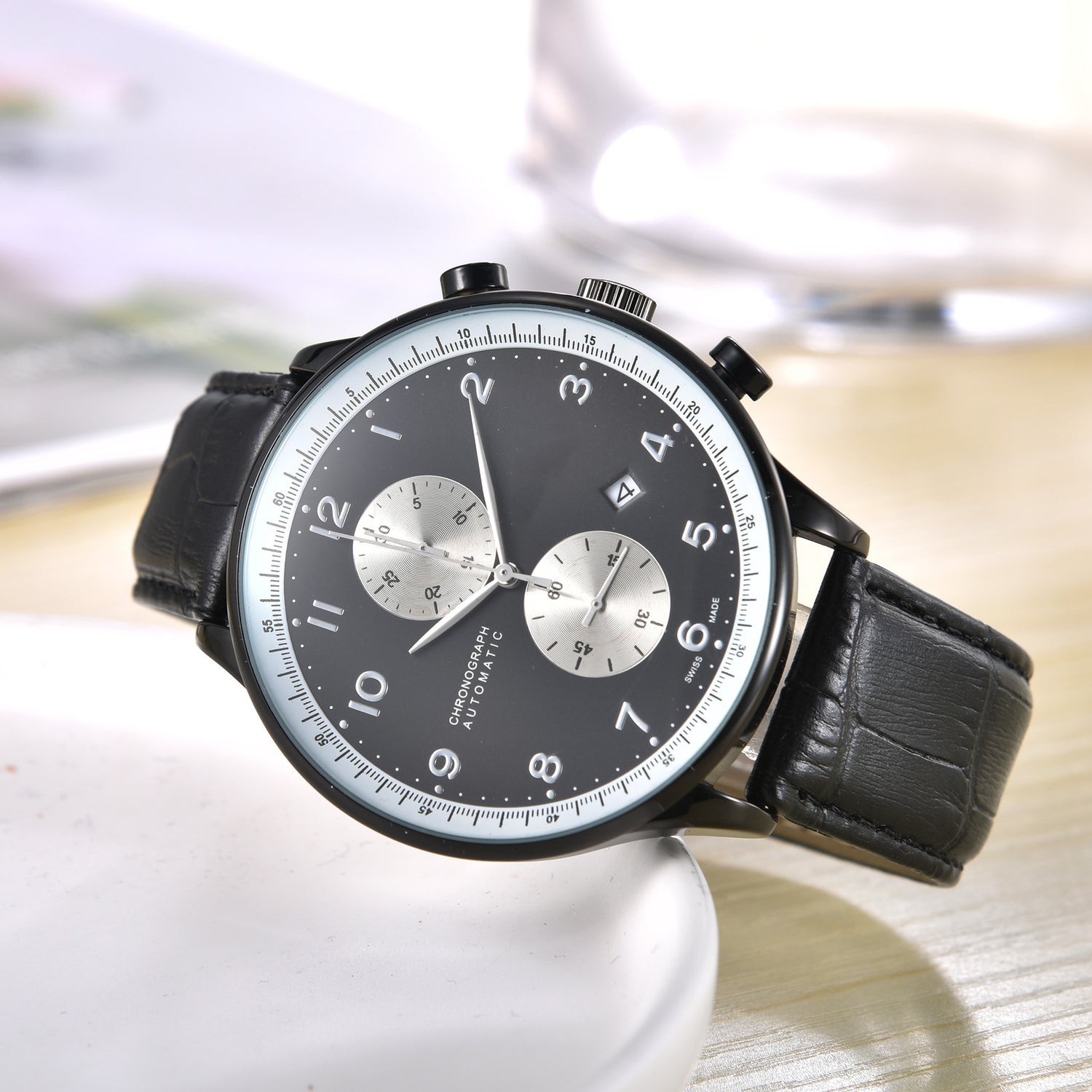 Men's Five-Hand Leather Quartz Business Watch - Dazpy