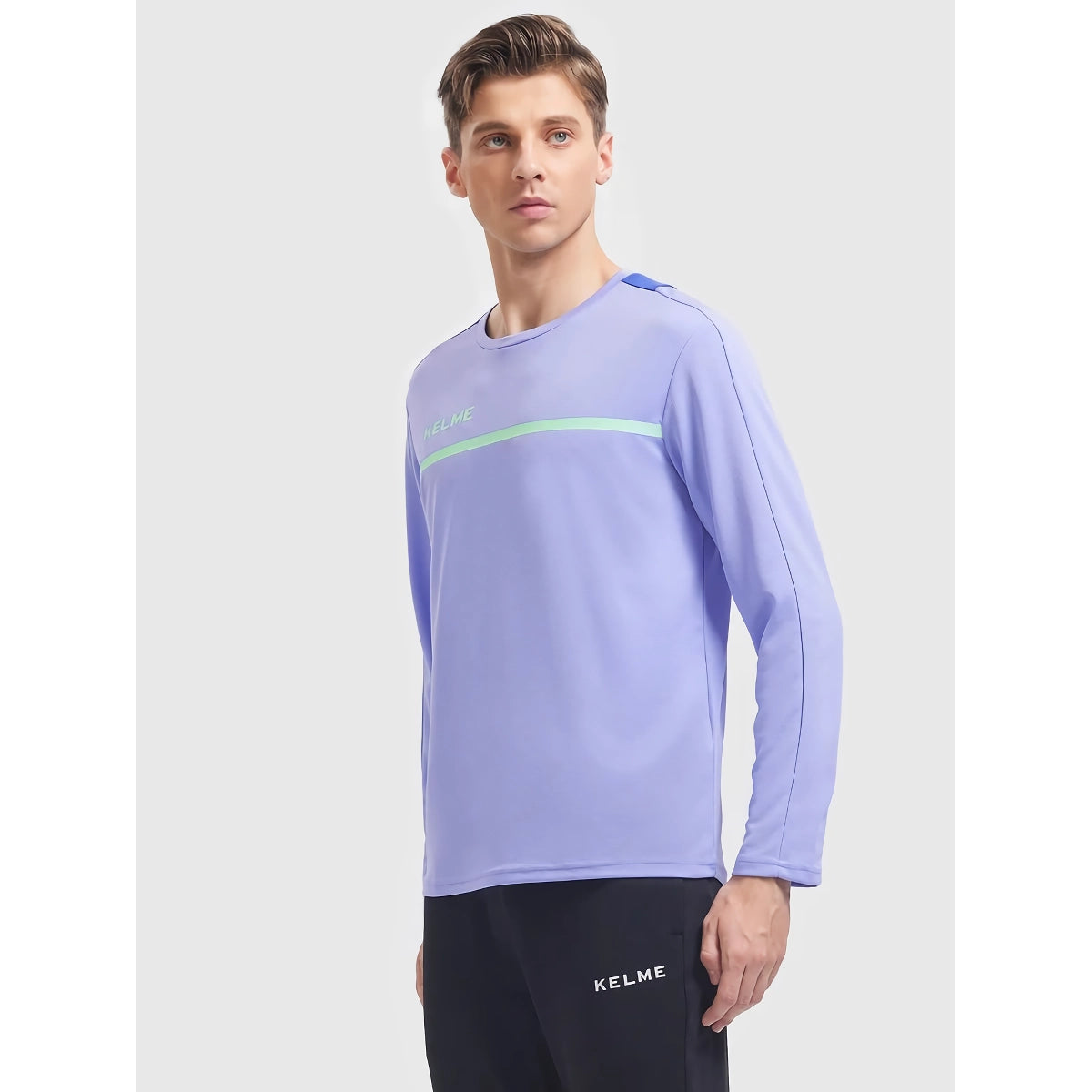 Camiseta de entrenamiento de fútbol de manga larga para hombre: camiseta deportiva transpirable para correr