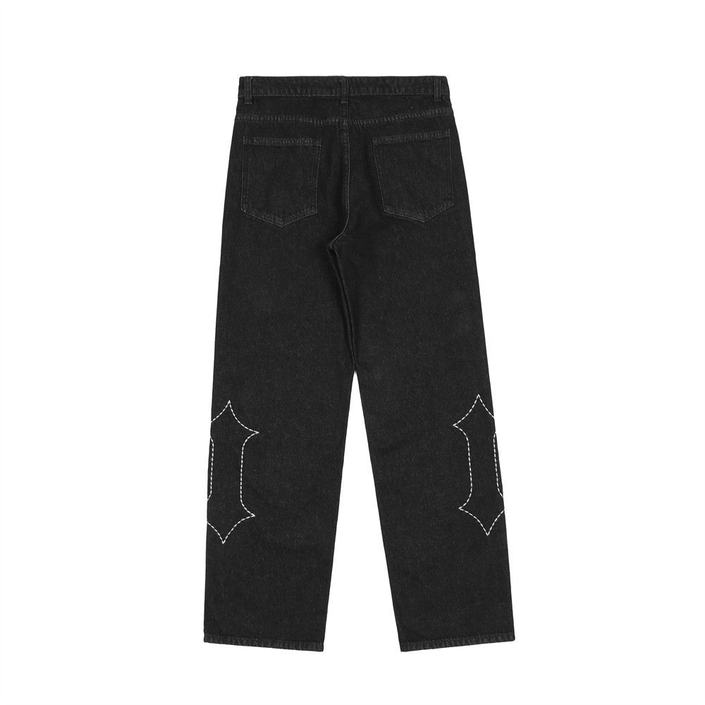 Jeans mit Buchstabenstickereien im europäischen und amerikanischen Stil