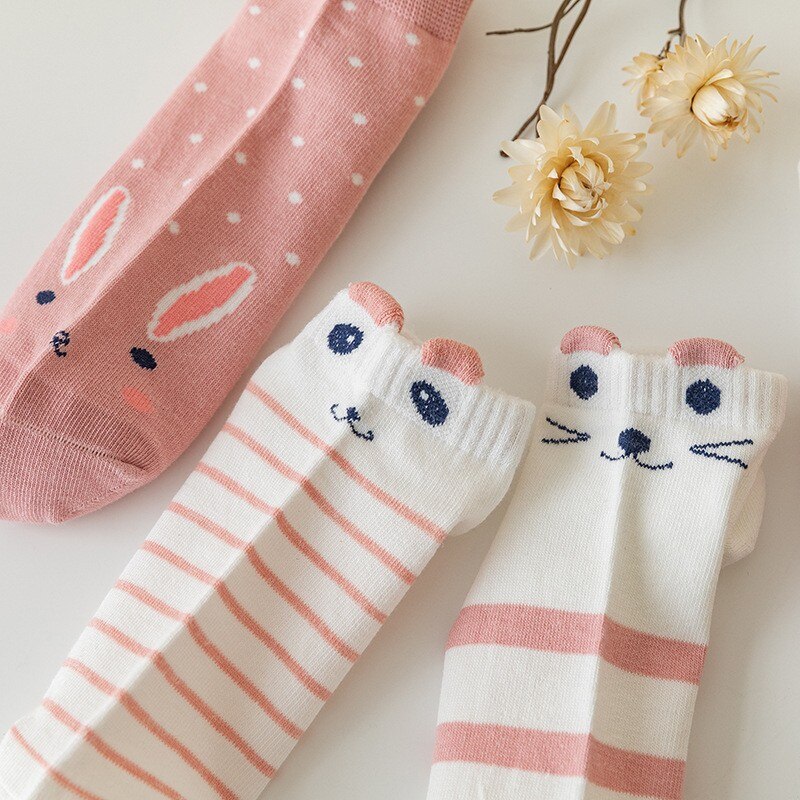 5 Paar süße rosa Katzen-Socken – trendige und bequeme Bootssocken