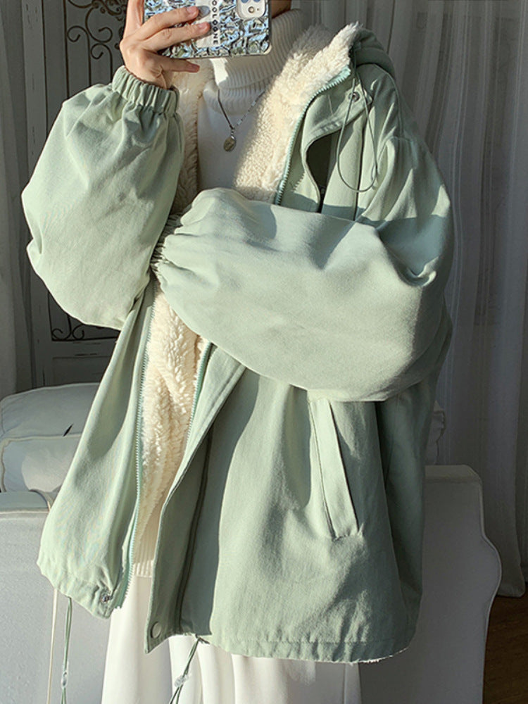 Baumwollgefütterte Herrenjacke mit Fleecefutter, dicke Freizeitjacke