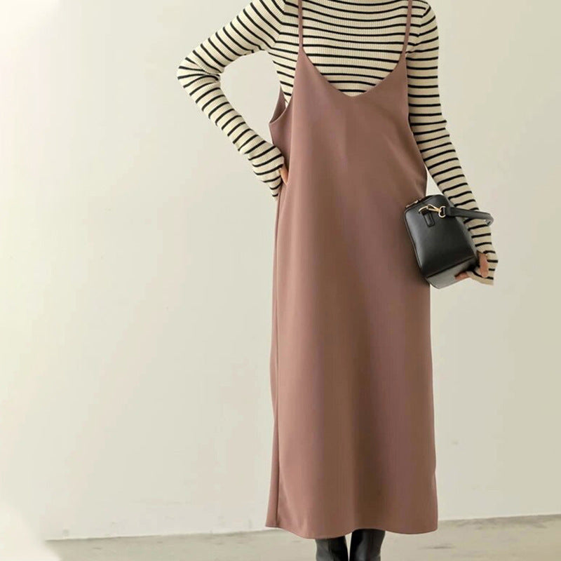 Vestido de mujer con tirantes ajustables de otoño en 4 colores