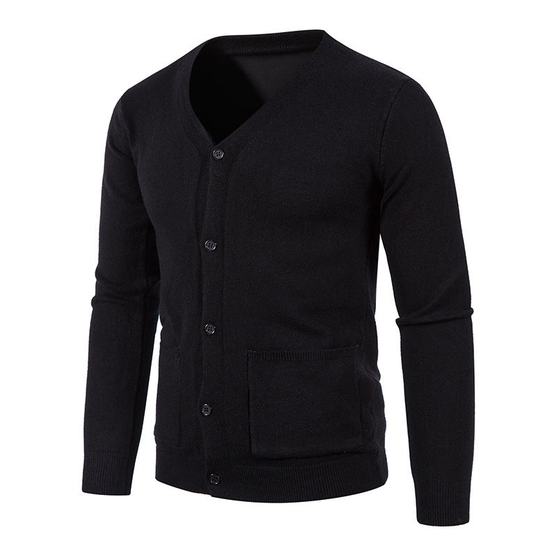 Chaqueta tipo suéter de color liso para hombre, informal, de moda europea y americana