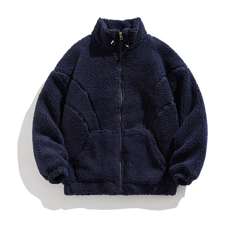 Abrigo acolchado de lana de cordero con cuello alto para parejas de la marca Retro Tide