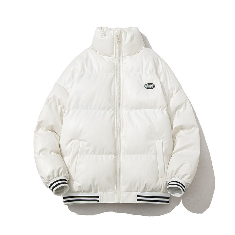 Lockerer, einfarbiger Baumwollmantel für Herren mit Stehkragen