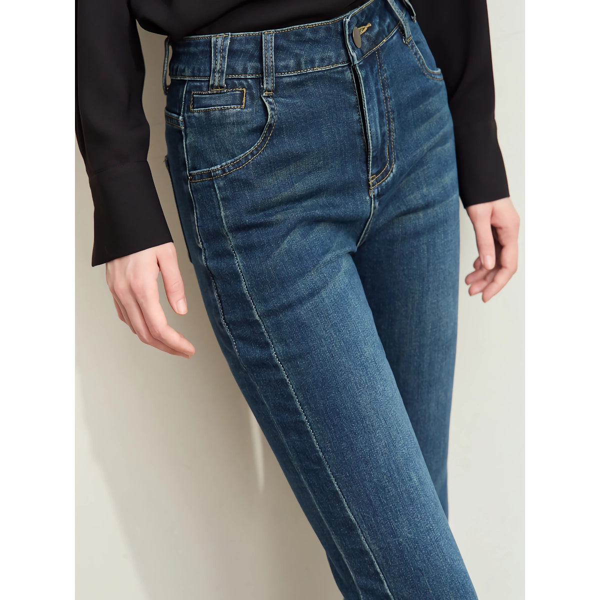 Vaqueros minimalistas retro de corte ajustado para mujer: colección de otoño