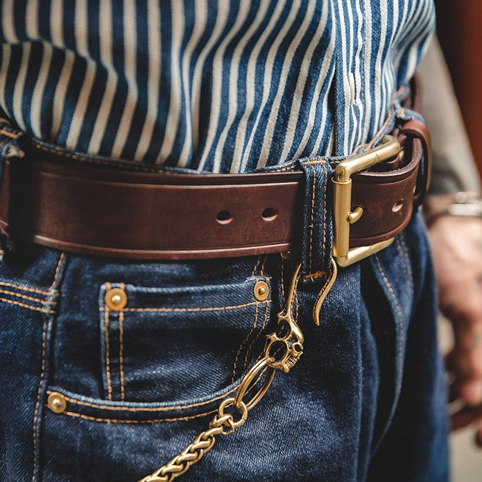 Echtledergürtel mit klassischer Dornschließe für Herren - Hochwertiger Kaffeeriemen