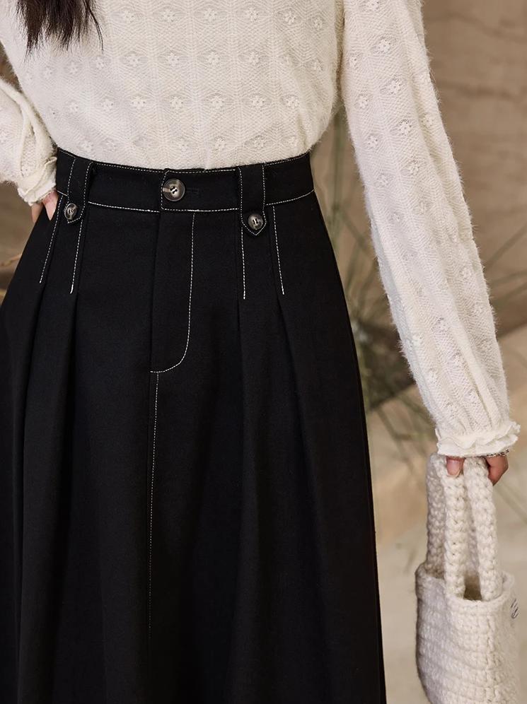 Plissierter Jeansrock in A-Linie mit hoher Taille für Damen