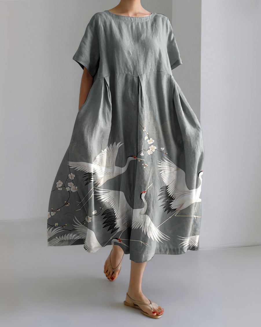 Vestido de mujer de manga corta con escote en V