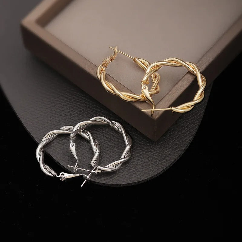 Pendientes colgantes trenzados redondos vintage