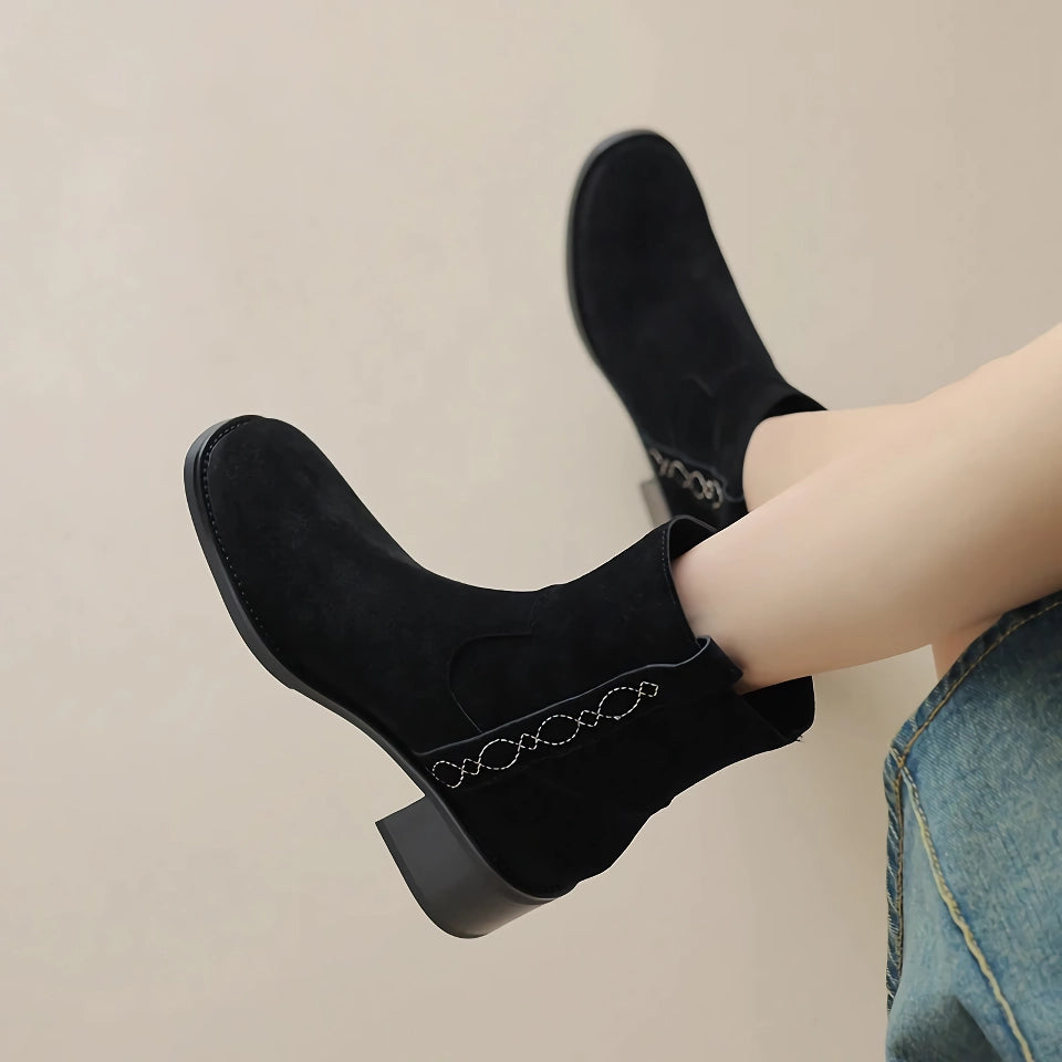 Botines elegantes de ante otoñal para mujer